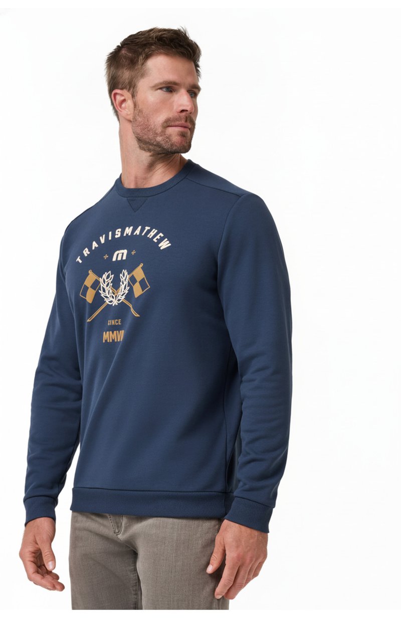 Travis Mathew TM Varsity Club Crew pánska mikina, total eclipse