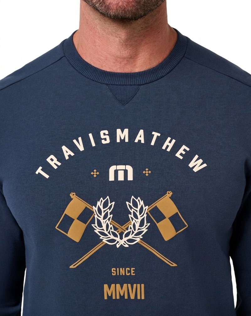Travis Mathew TM Varsity Club Crew pánska mikina, total eclipse