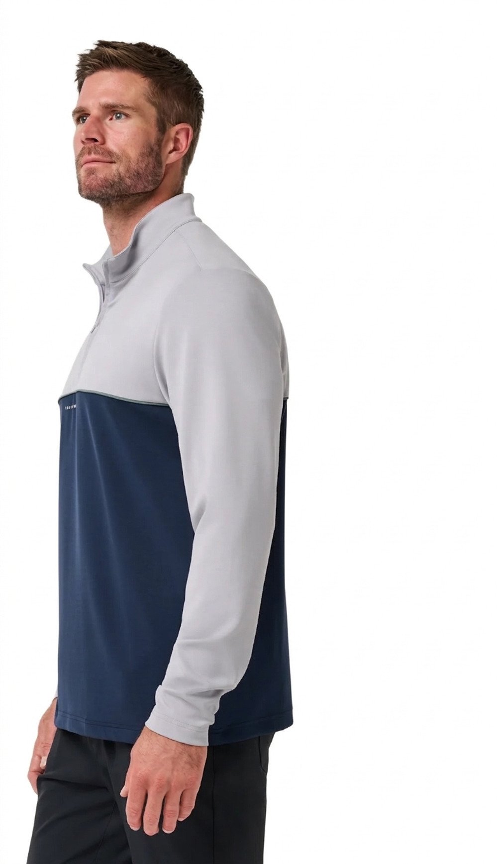 Travis Mathew Fibercloud Color Block Quarter Zip, svetlo sivý