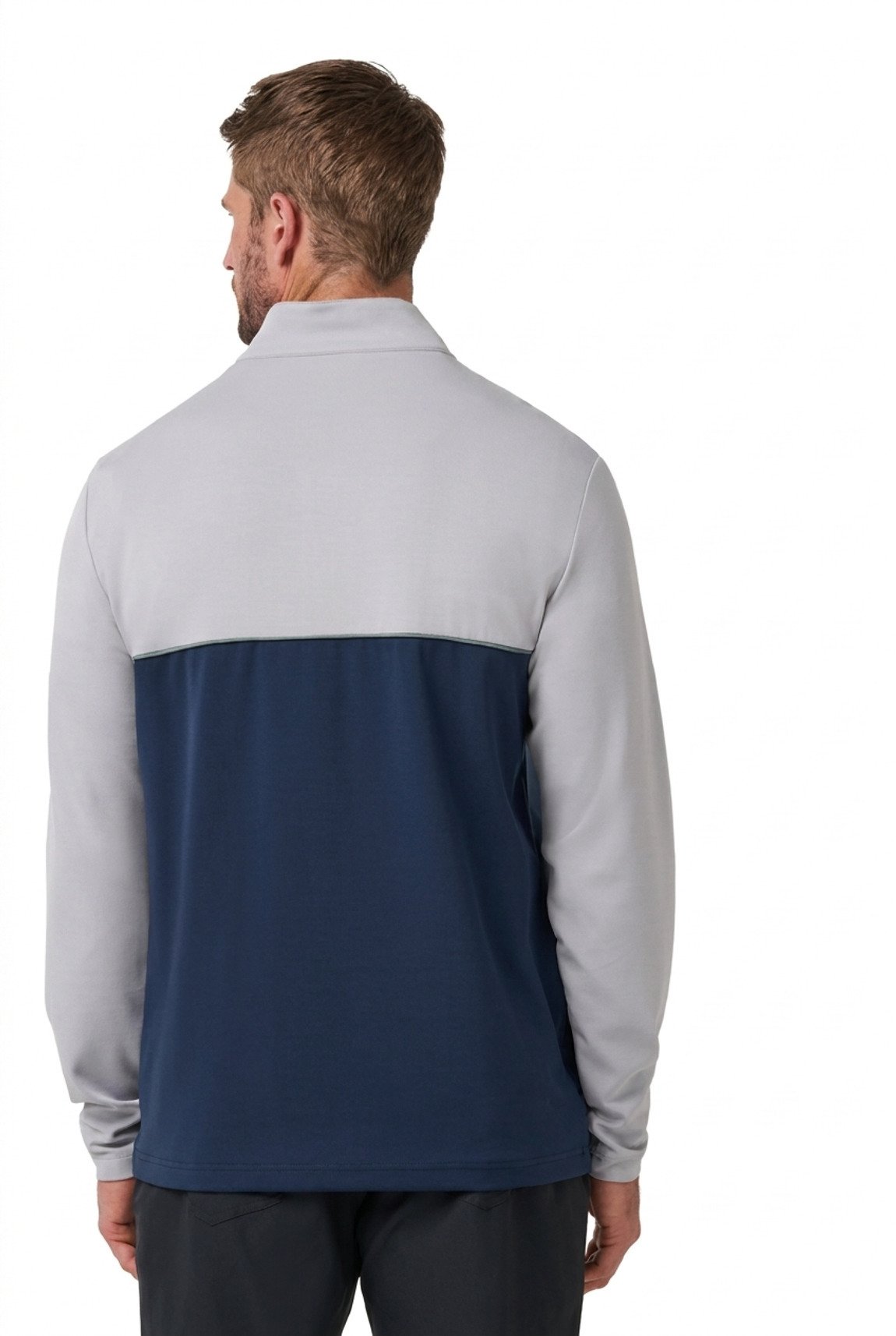 Travis Mathew Fibercloud Color Block Quarter Zip, svetlo sivý