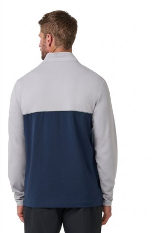 Travis Mathew Fibercloud Color Block Quarter Zip, svetlo sivý