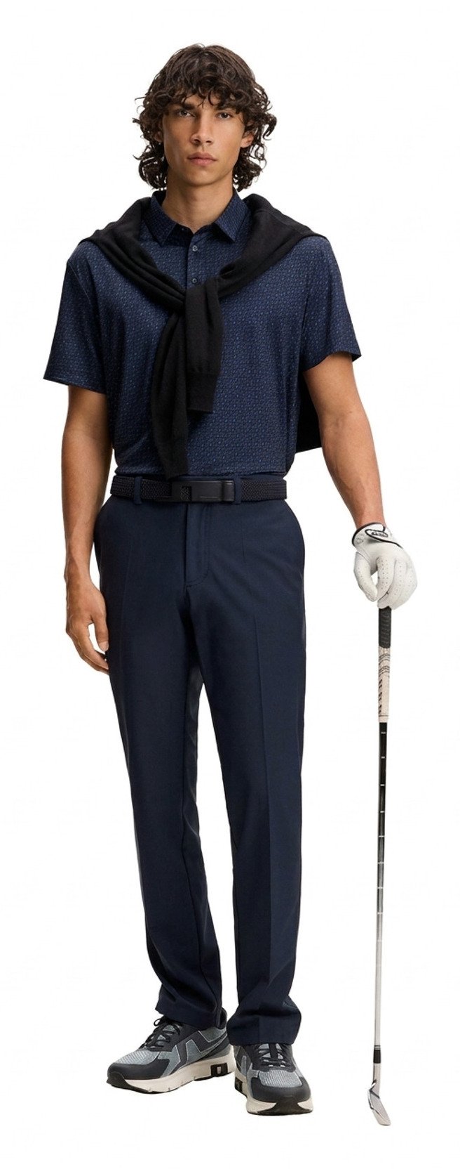 J.Lindeberg Tod Print pánske polo, bias bridge micro navy set