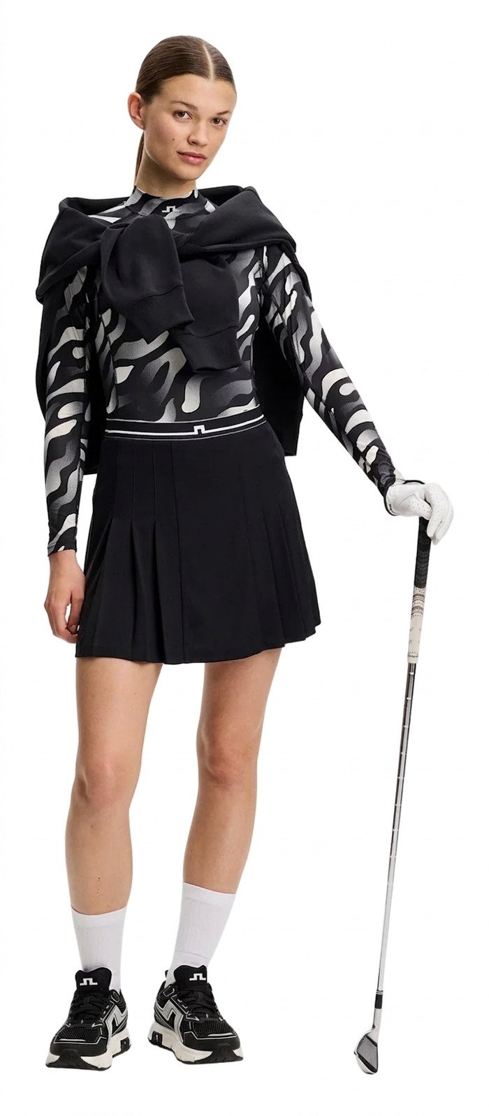 J.Lindeberg Ella Print Compression dámsky top, bunker fade black moonbeam