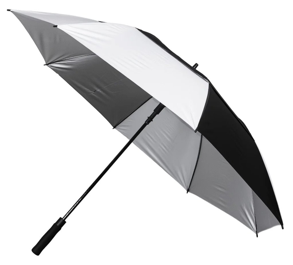 Longridge 62" Windproof UV dáždnik, čierny/sivý