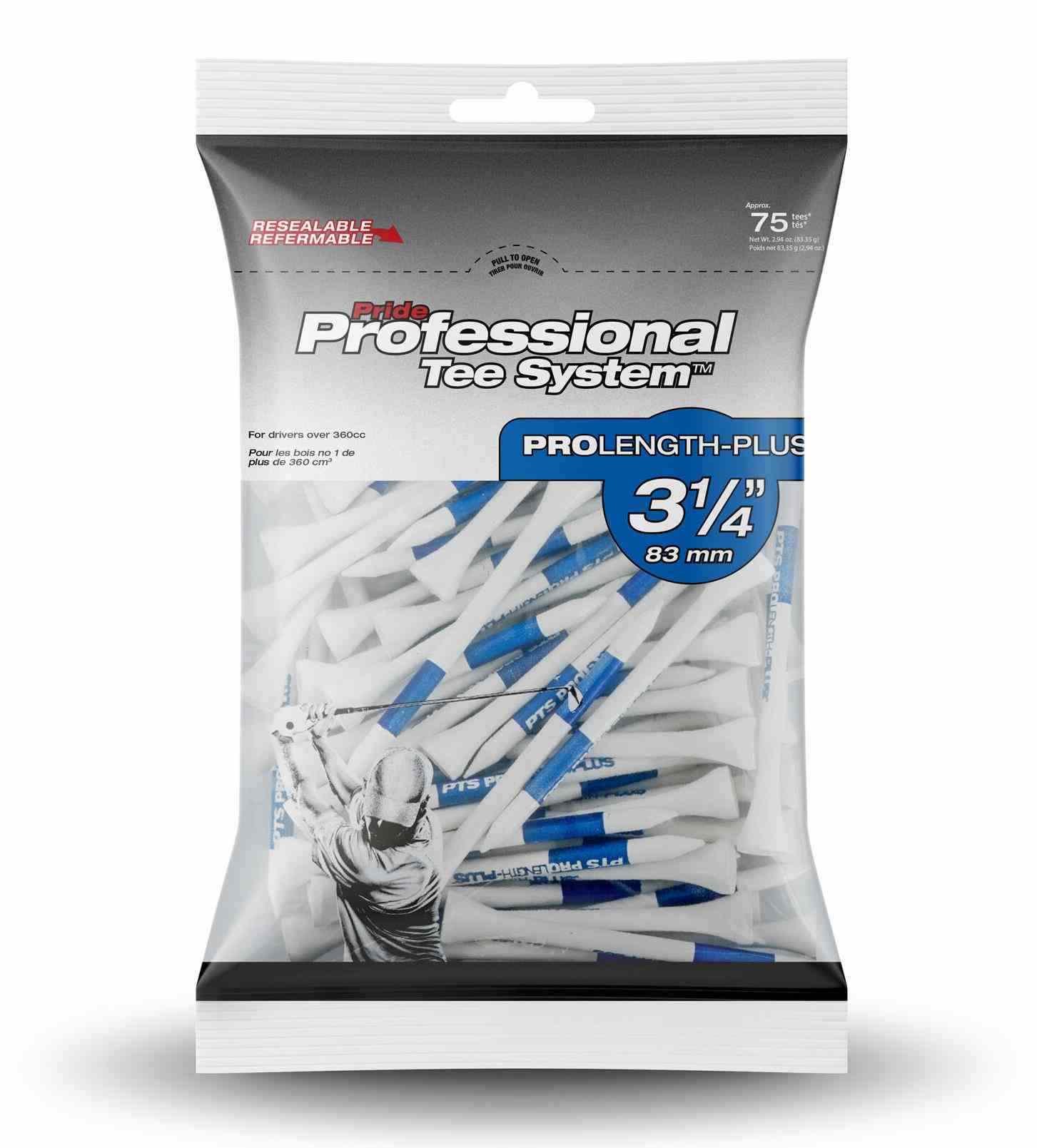 Pride Professional Tee System Prolength Plus modré drevené týčka 83mm (3 1/4"), 75ks