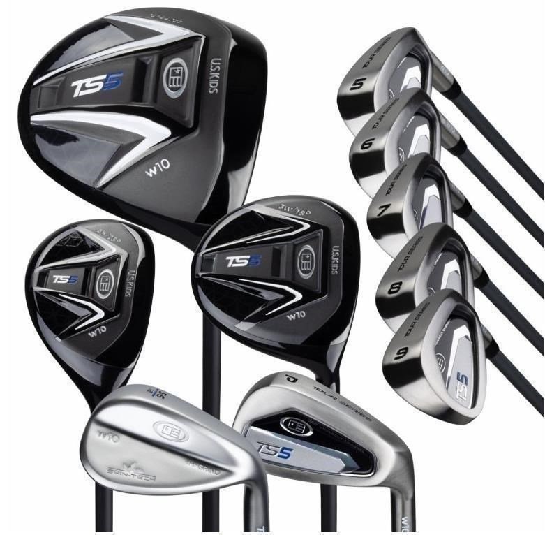 U.S. Kids Golf TS5-63 (160cm) V5 10-Club juniorský golfový set, grafit + stand bag, čierna/biela