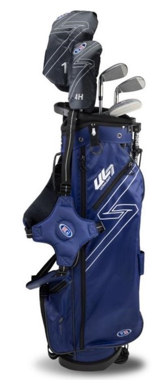 U.S. Kids Golf UL7-63 (160cm) W10 5-Club juniorský golfový set, oceľ/grafit + stand bag, tmavomodrý