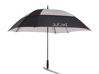JuCad golfový dáždnik odolný voči vetru 68" s kolíkom, čierna/strieborná/červená