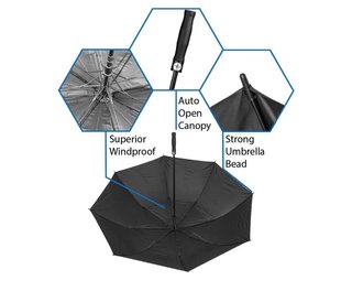 Axglo Axglo Auto Open dáždnik 68", čierna/čierna