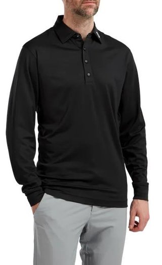 FootJoy Long Sleeve Thermocool Self Athletic Fit pánske polo, čierne