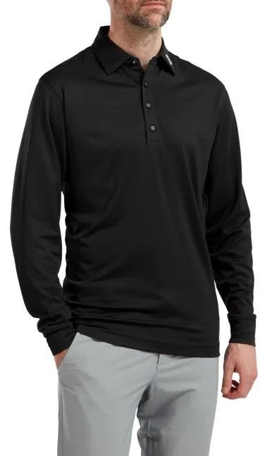 FootJoy Long Sleeve Thermocool Self Athletic Fit pánske polo, čierne