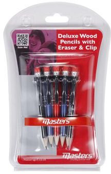 Masters Wood ceruzky s klipom a gumou, 5 kusov, farebný mix