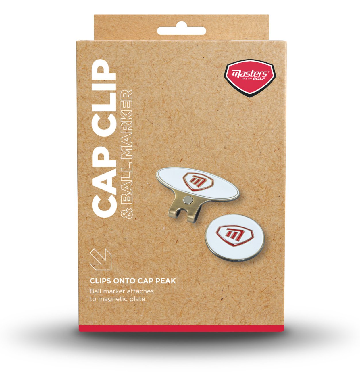 Masters Golf Cap Clip & Ball Marker značkovátko, bielo/červená