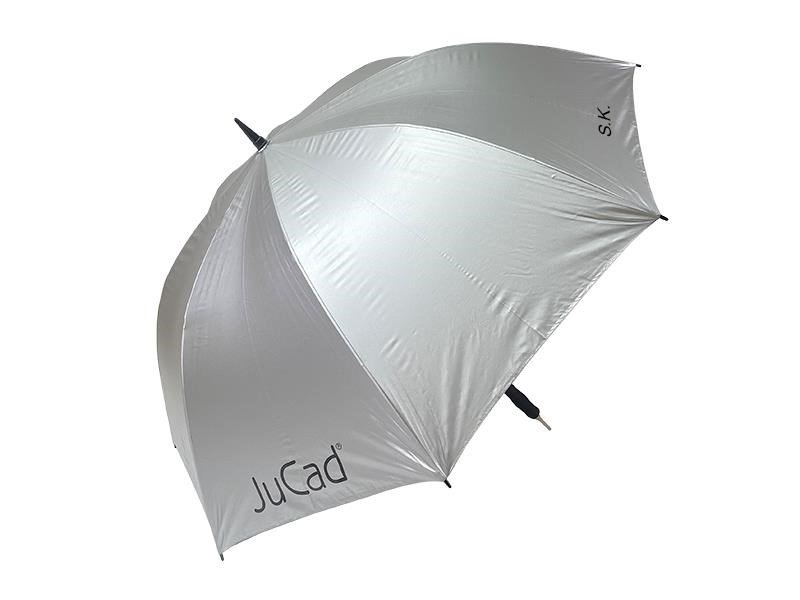 JuCad teleskopický golfový dáždnik 68" automatický s kolíkom, strieborná (UV ochrana 99%/UPF50+)