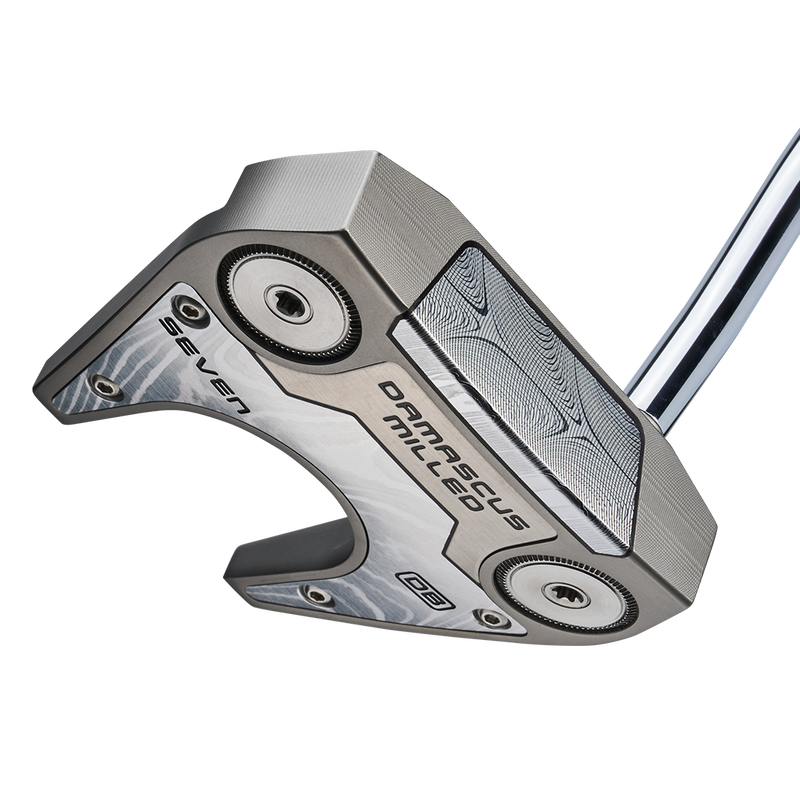 Povrchová úprava Blasted silver na putteri Damascus Milled – poh̎ad na spodok a vložku