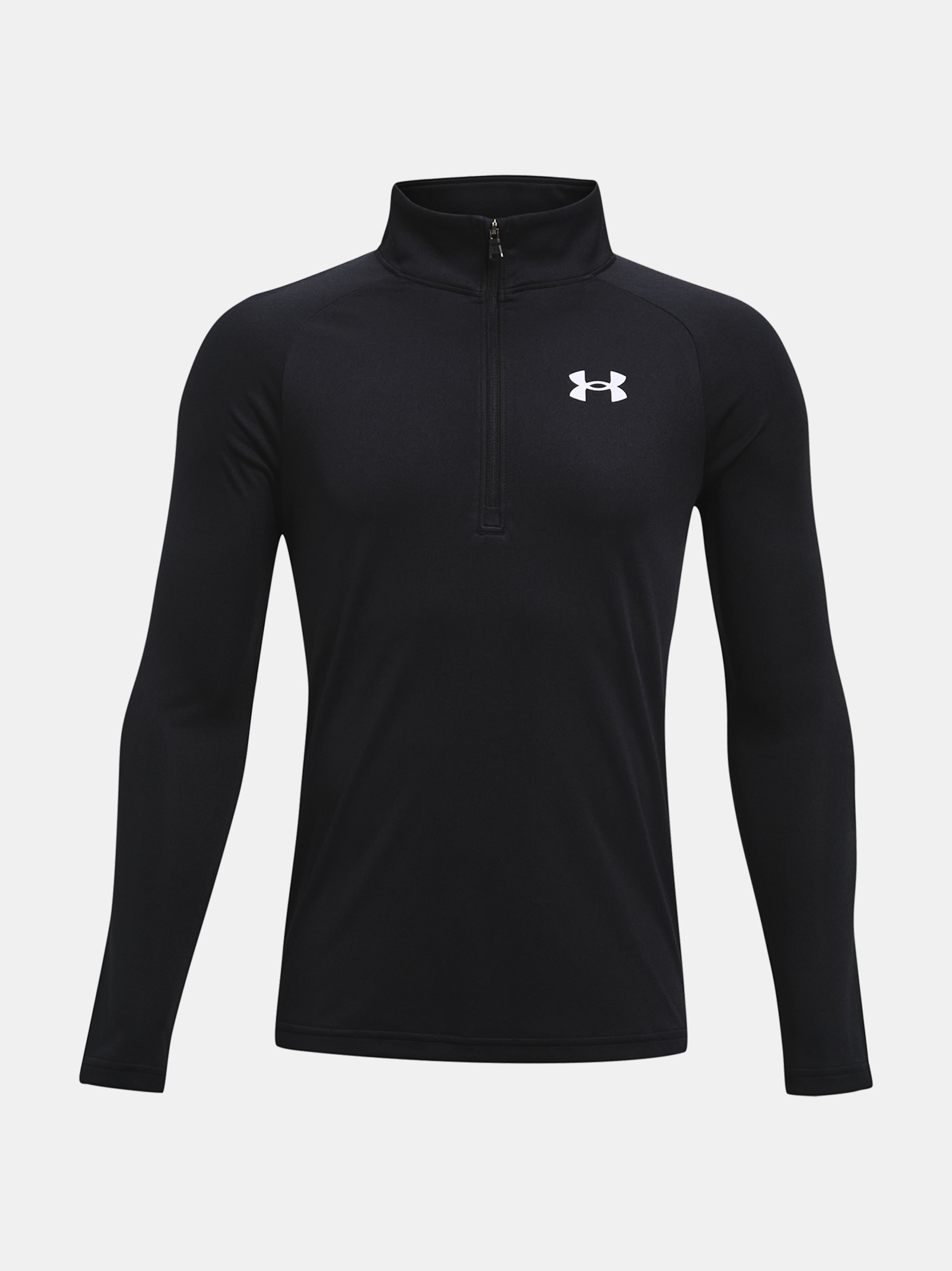 Under Armour Tech 2.0 1/2 Zip chlapčenské tričko predný pohľad čierne