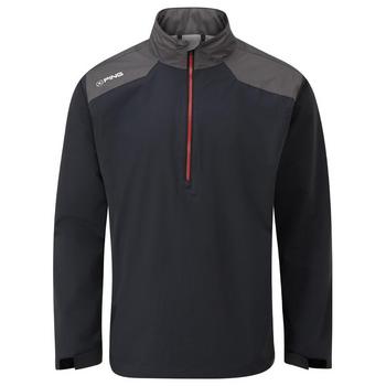Pánska nepremokavá golfová bunda Ping AquaDrive Half-Zip, čierna/asfaltová – predný pohľad