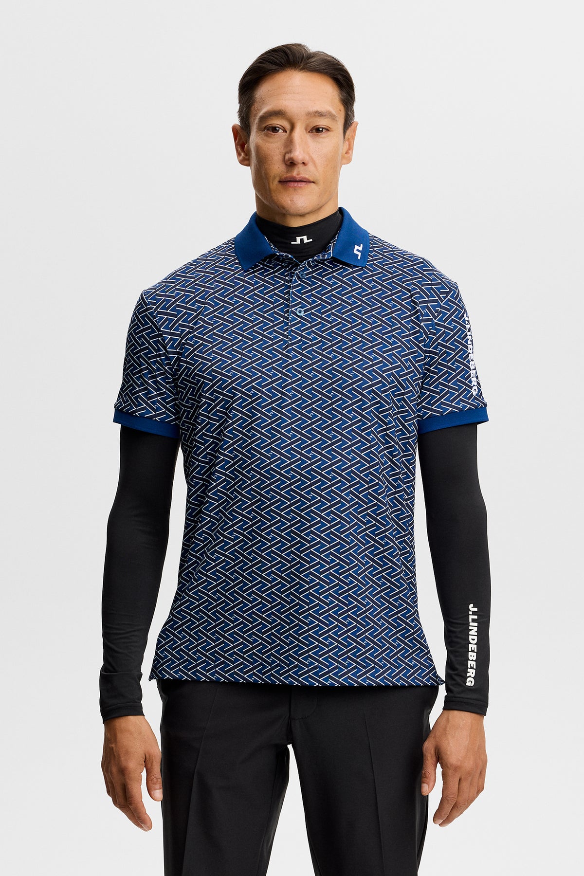 Polo tričko J.Lindeberg Tour Tech Print Ladder Estate Navy - životný štýl na ihrisku