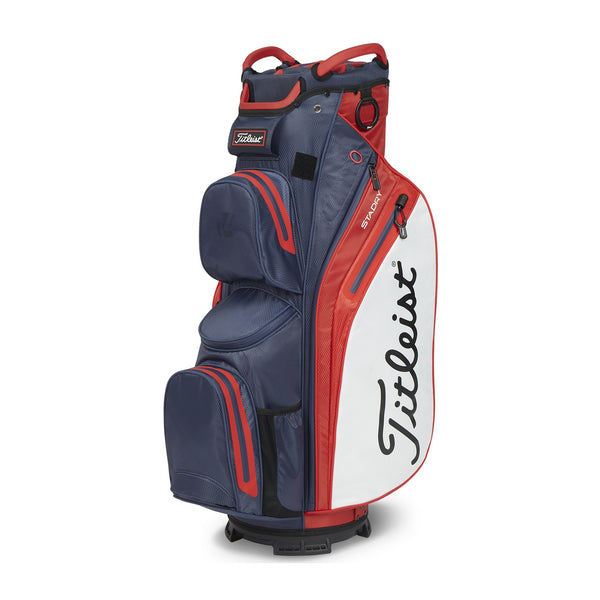 Titleist 14 StaDry Cart Bag Navy Red White — nepremokavá konštrukcia StaDry