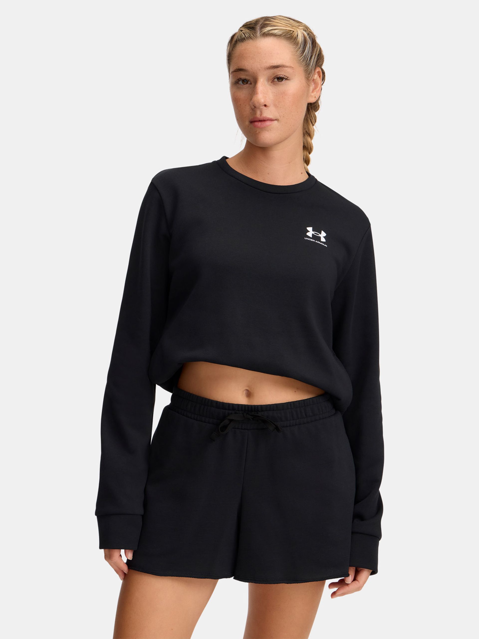 Dámska mikina Under Armour Rival Terry Crew, čierna – predný pohľad