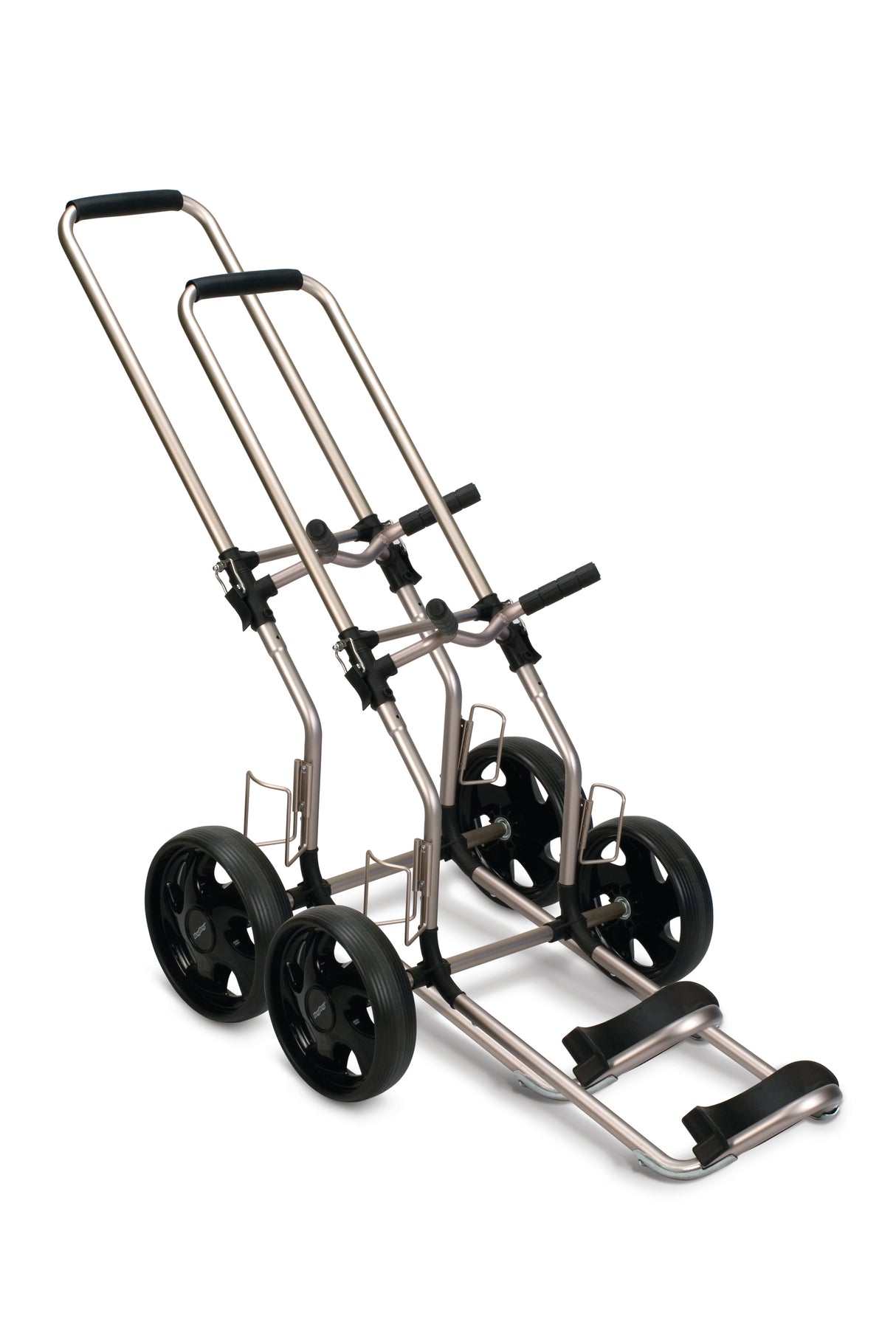 Stohované vozíky Bag Boy Rental Dual Tube zasunuté do seba