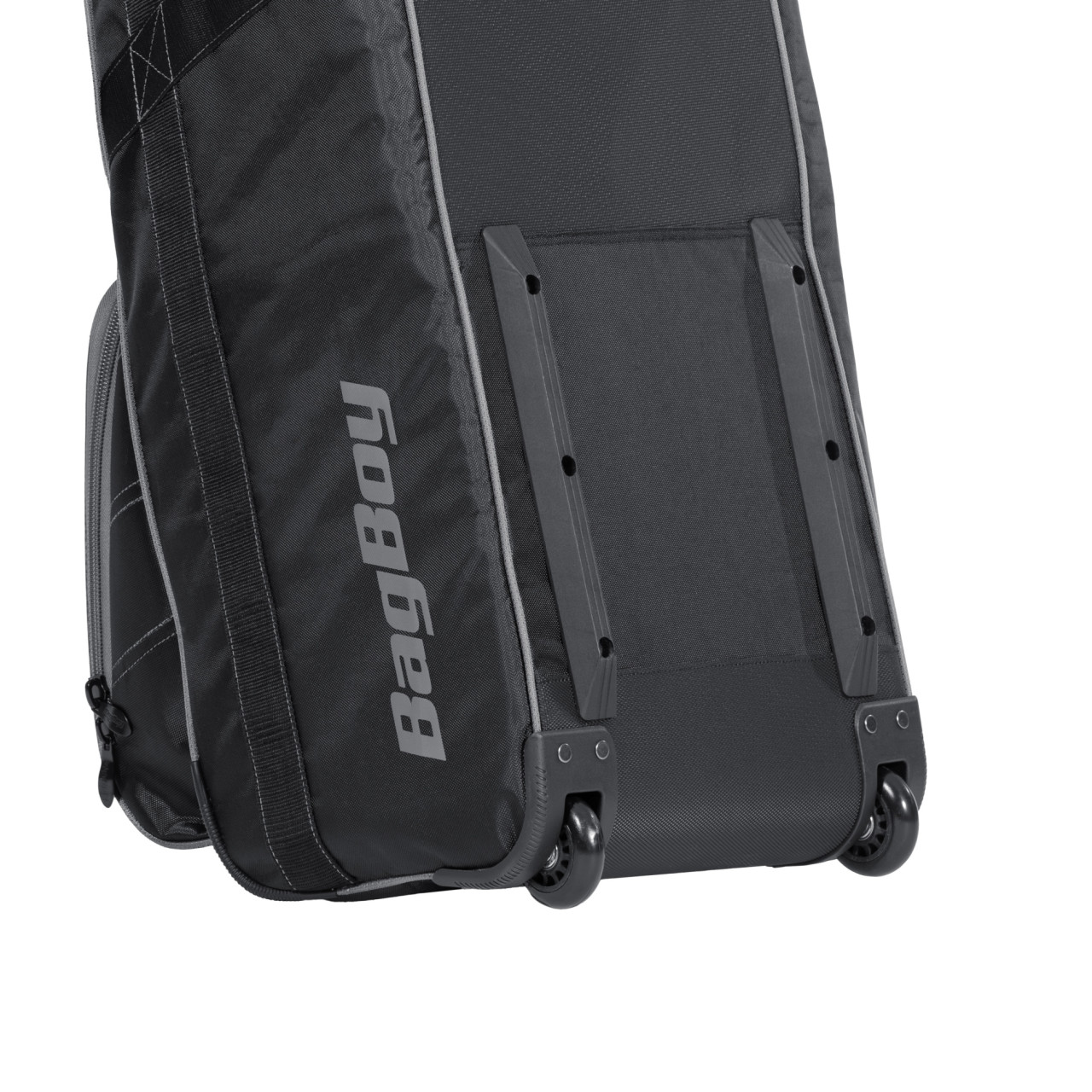 Detail ochranných líšt Bag Boy T-800 na zadnom paneli pre vyššiu odolnosť