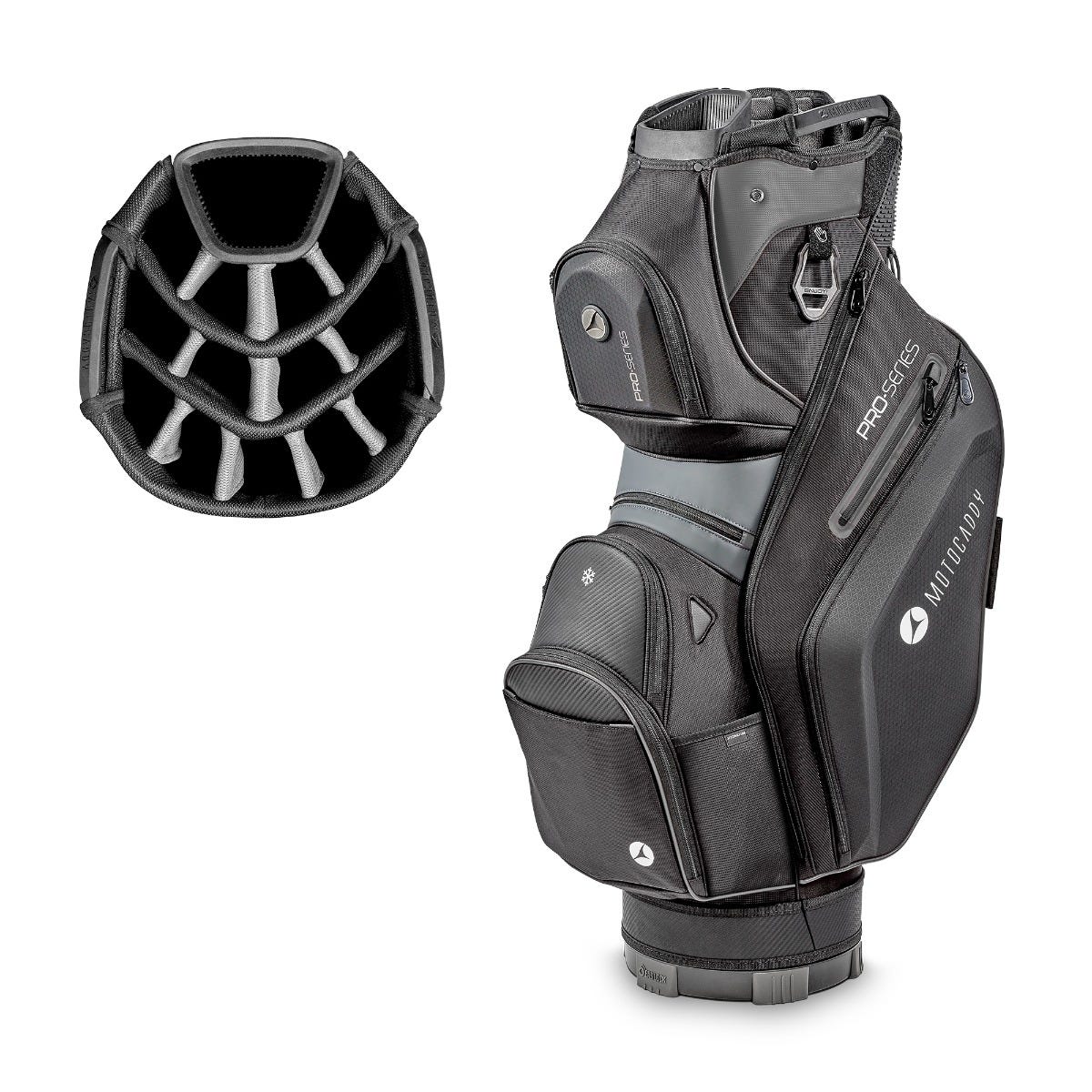 Motocaddy Pro-Series Cart Bag 2025 – farebné prevedenie čierna/antracitová a prémiové materiály
