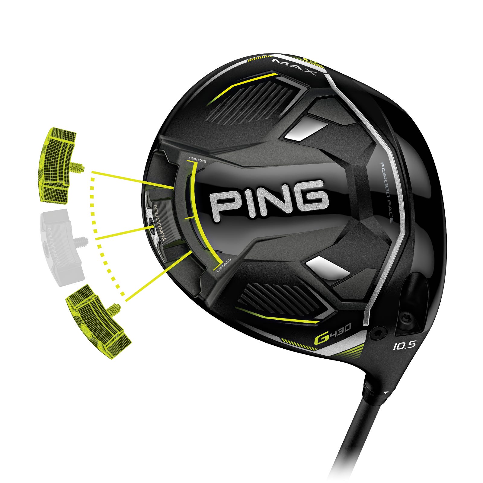 PING G430 MAX 25g moveable backweight CG illustration