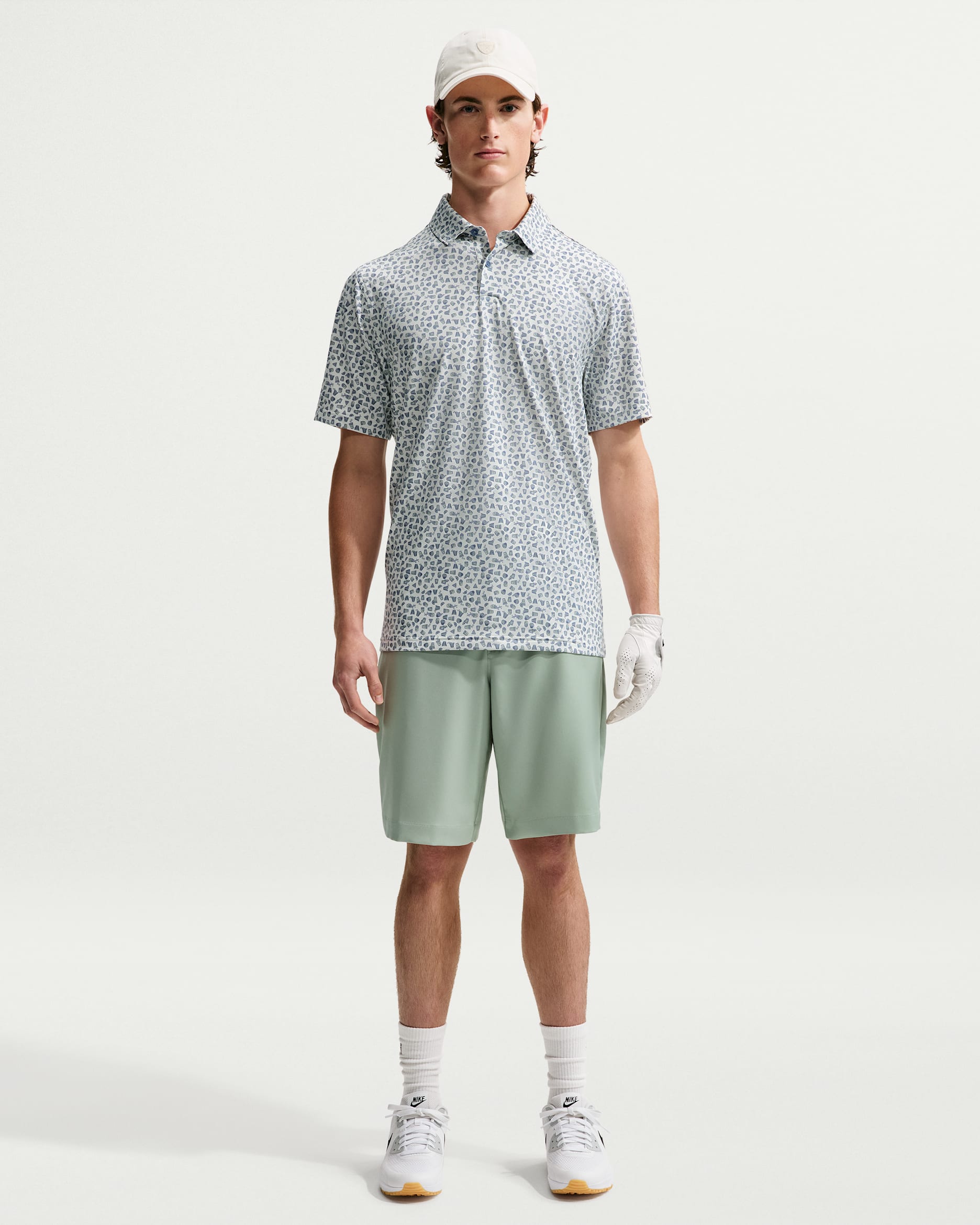 Nike Velocity Dri-FIT Golf Shorts v Jade Horizon / Wolf Grey – pohľad na dĺžku po kolená