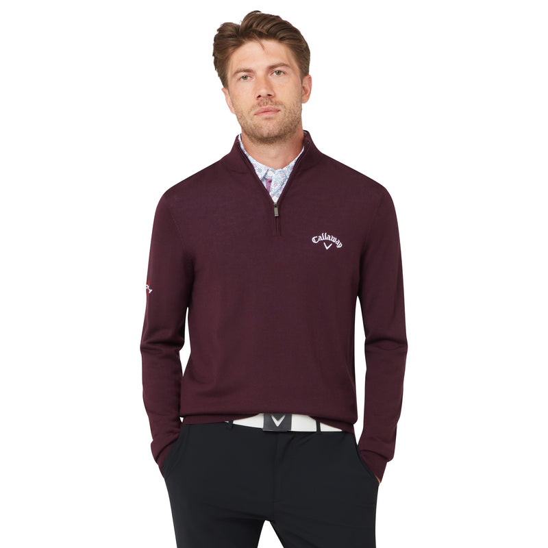 Callaway Blended Merino 1/4 Zip Sweater Italian Plum – predný pohľad