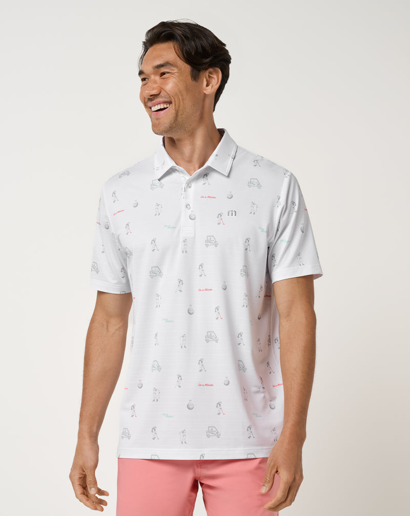 Travis Mathew On A Mission Polo – predný pohľad, biele