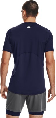 Under Armour HeatGear Fitted Short Sleeve – Midnight Navy, zadný pohľad ukazujúci sieťované panely