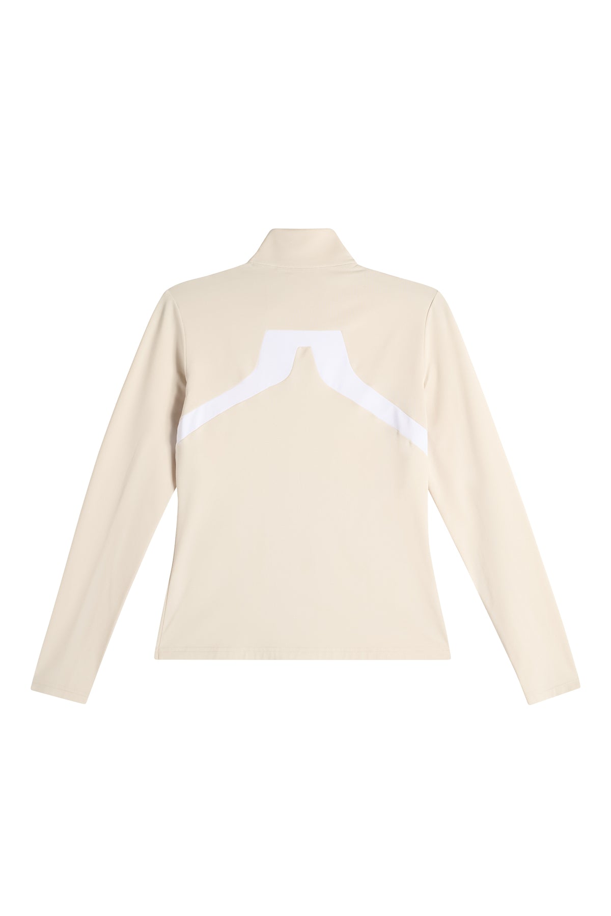 J.Lindeberg Janice Mid Layer Moonbeam – detail dvojcestného zipsu a ochrany brady