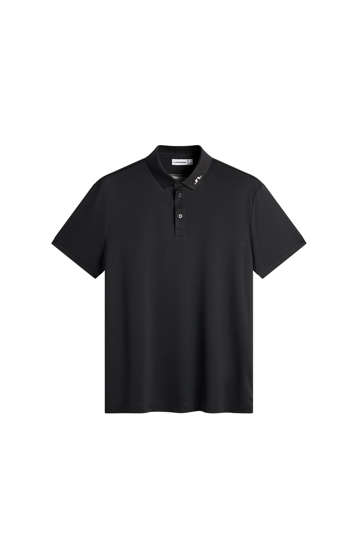 J.Lindeberg KV Print Polo Black – detail goliera s vyšívaným logom Bridge