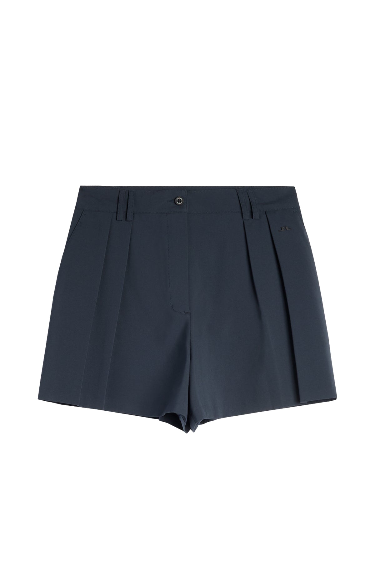 J.Lindeberg Carmen Shorts JL Navy – lifestylová fotografia ukazujúca pohyb a strih