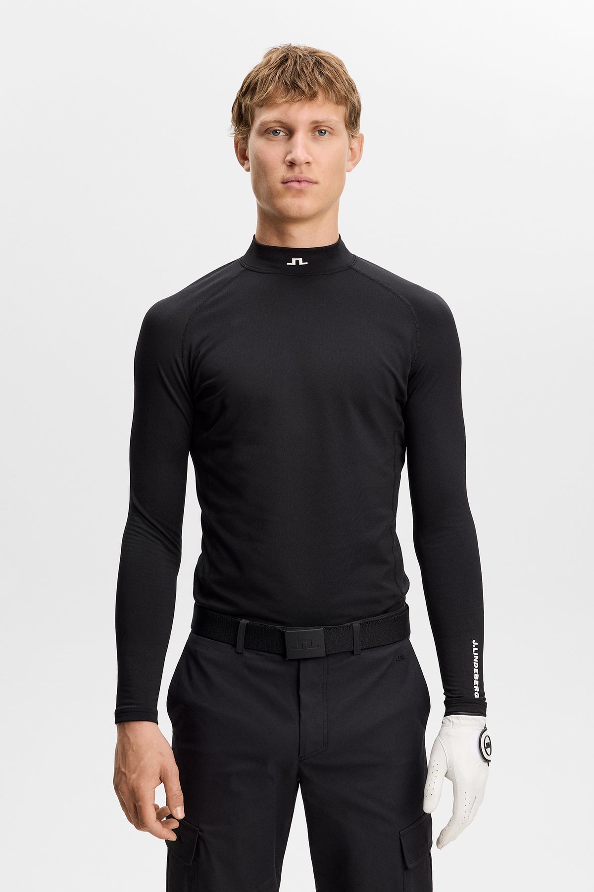 J.Lindeberg Ello Brushed Top Black – detail brúseného textúrovaného džerseja