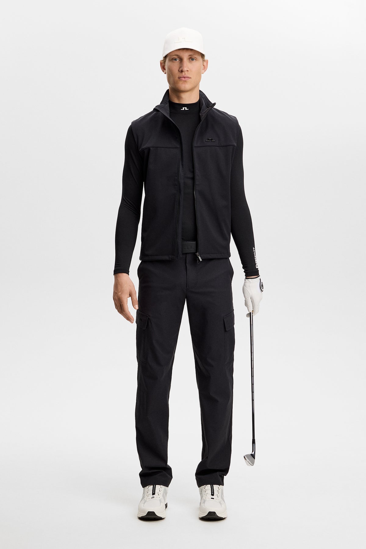J.Lindeberg Ello Brushed Top Black – látka odvádzajúca vlhkosť